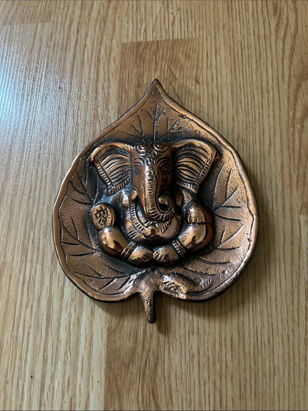 Copper Ganesha Leaf Wall Decor - Unbranded